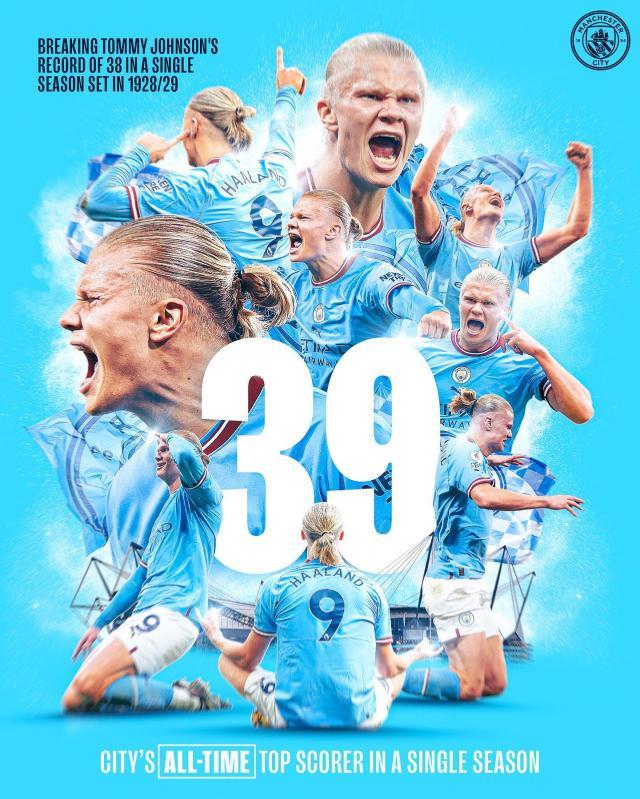 蓝鲸体育官网-36战39球 哈兰德已成曼城史上单赛季进球最多球员