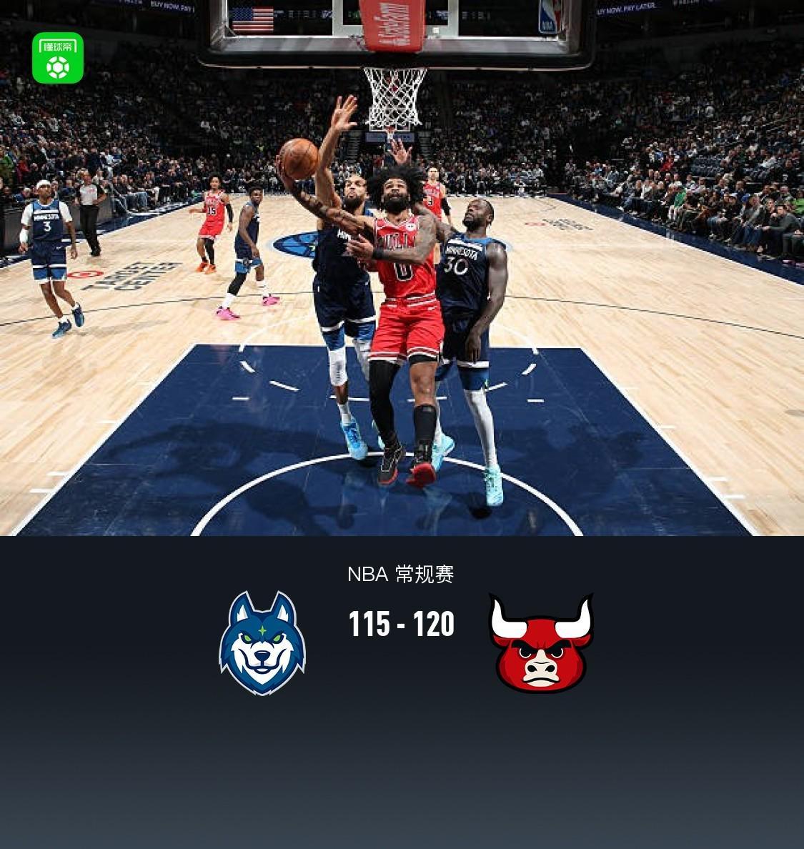 蓝鲸体育-公牛120-115险胜森林狼，科比-怀特22分，爱德华兹25中9得20分